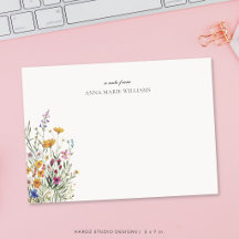 Cartão de Nota Floral Elegante Personalizado
