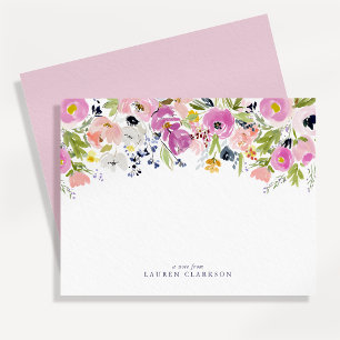 Cartão de Nota Floral em Aquarela