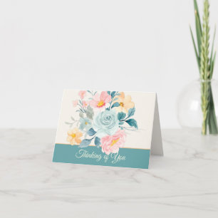 Cartão de nota floral em aquarela pastel personali