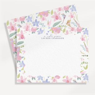 Cartão de Nota Floral Pastel Caprichoso