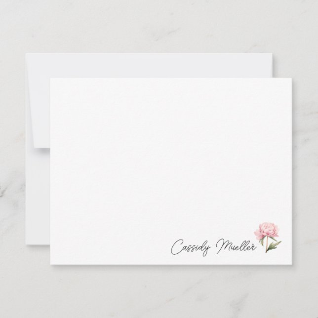 Cartão de Nota Floral Peônia (Frente)