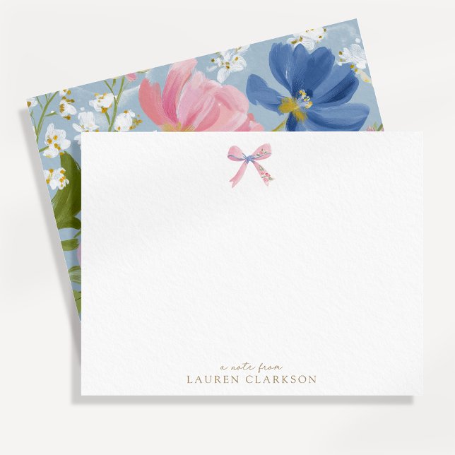 Cartão de Nota Floral Rosa Pintada (Criador carregado)