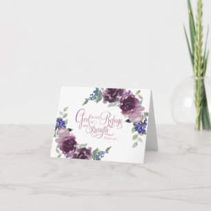 Cartão de nota floral roxa refúgio e força