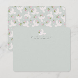Cartão de Nota Floral Soft Green Dove para Berçári