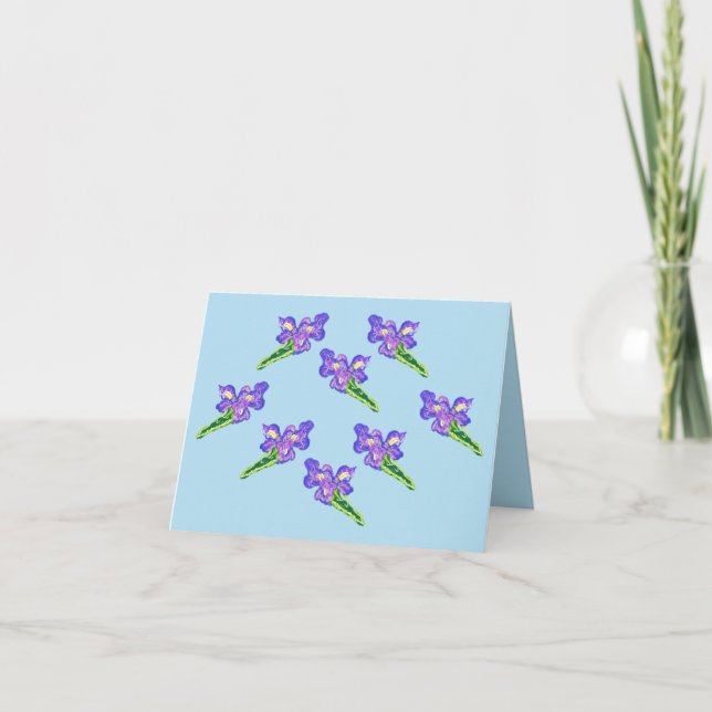 Cartão de Nota : Flores de Íris (Frente)