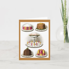 Cartão de Nota Framboçado para Dessertes Vintage e