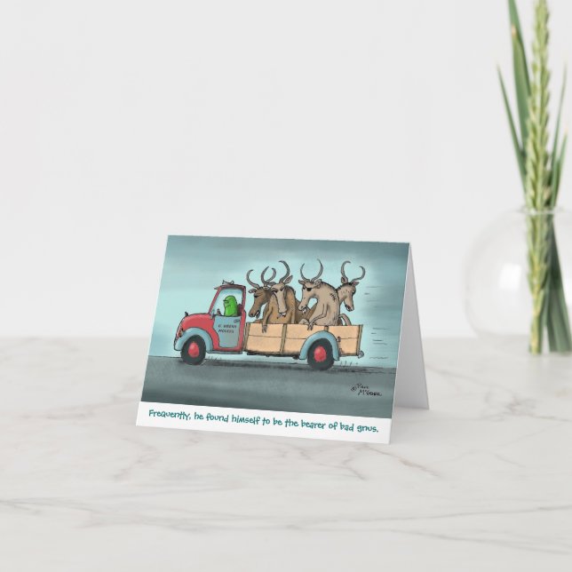 Cartão de Nota "Gnus Incorreto" Verde Weenii (Frente)