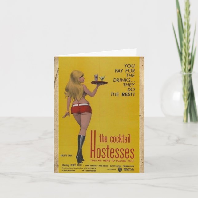 Cartão de Nota "Hostesses Cocktail" de Estilo Vint (Frente)