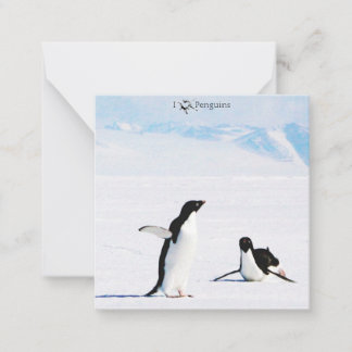 Cartão de Nota I Luv (Coração) Pinguins