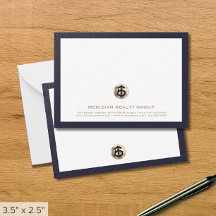 Cartão de Nota Imobiliária do Logotipo Dourado Ele
