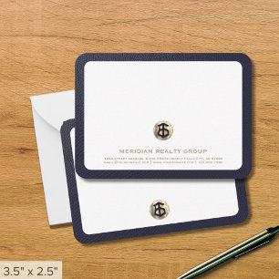Cartão de Nota Imobiliária do Logotipo Dourado Ele