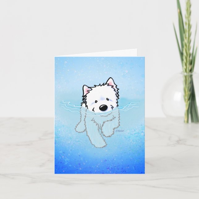 Cartão de Nota KiniArt Westie Nadando (Frente)
