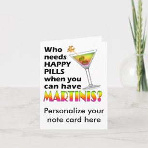 Cartão de Nota - Martinis vs. Pílulas da Felicidad
