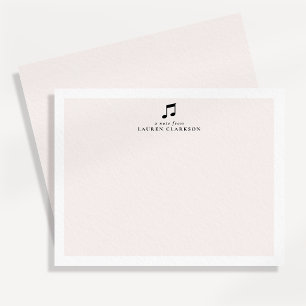 Cartão de Nota Minimalista de Nota Musical Preta