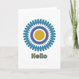 Cartão de Nota Moderno Sunburst em Azul e Dourado