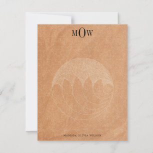 Cartão de Nota Monograma Boho Terracotta com 3 let