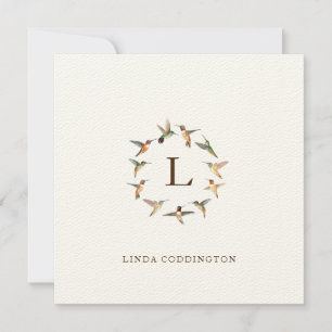 Cartão de Nota Monograma Hummingbird