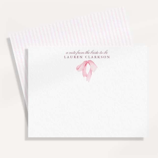 Cartão de Nota Noiva Coquette com Laço Rosa (Criador carregado)