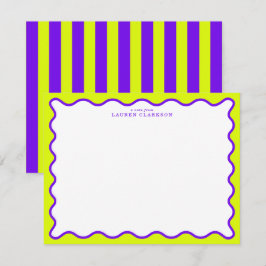Cartão de Nota Onda Neon Amarelo-Verde & Roxo