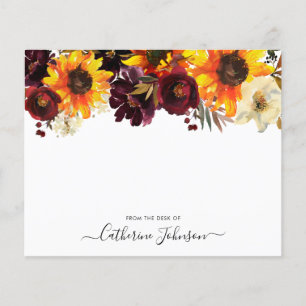 Cartão de Nota Orçamental Floral de Sunflower Bu