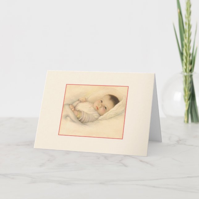 Cartão de Nota para Bebê Vintage (Frente)