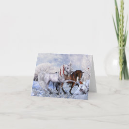 Cartão de Nota para Cavalos de inverno de Natal