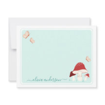 Cartão de Nota para Cogumelo e Borboletas Magnétic