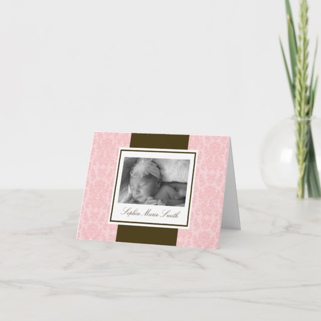 Cartão de Nota para Damasco Rosa e Castanho (Frente)