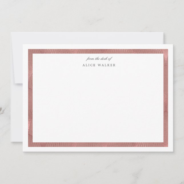 Cartão de Nota para Folheto de rosa dourado deco m (Frente)