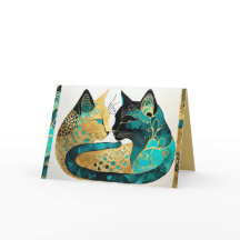 Cartão de Nota para Gatos Diários e Noturnos