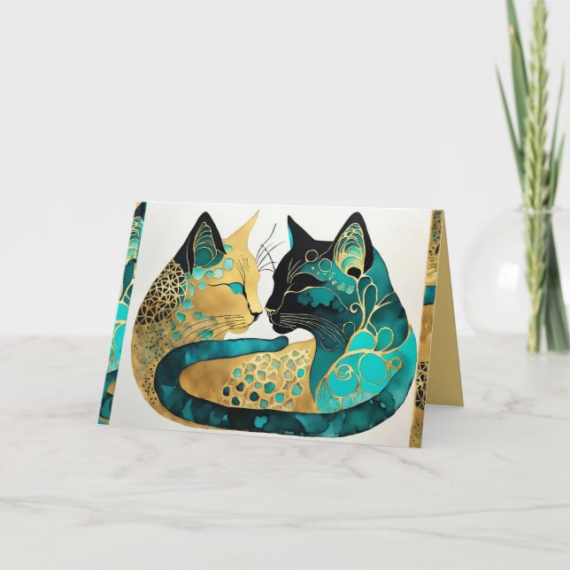 Cartão de Nota para Gatos Diários e Noturnos (Frente)