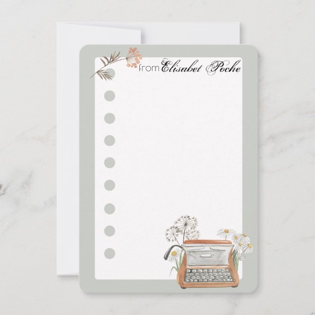 Cartão de Nota para Máquina de Máquina e Flores (Frente)