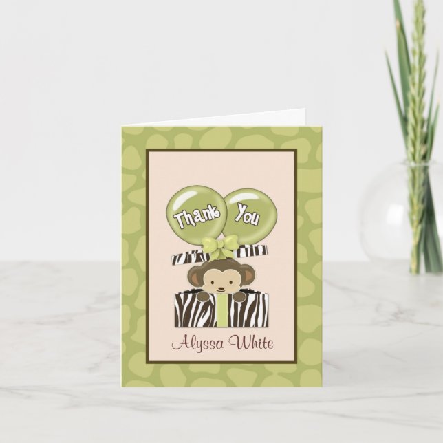 Cartão de Nota para o Chá de fraldas Selva de Maca (Frente)