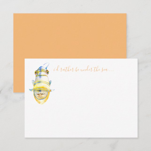 Cartão de Nota para Peixe Tropical de Cores Aquáti (Frente/Verso)