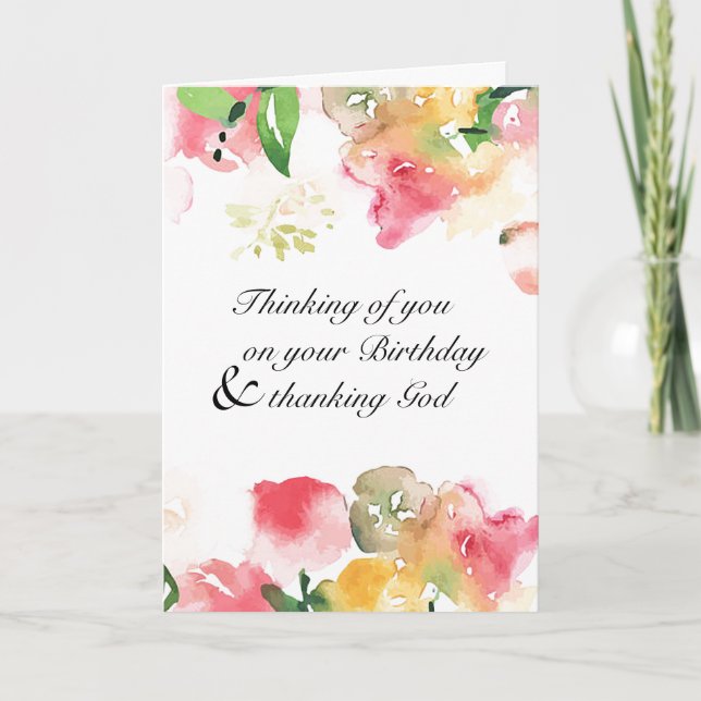 Cartão de Nota "Pensando em você no seu aniversári (Frente)