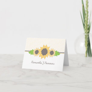 Cartão de Nota Personalizada Bolinhas e Sunflower