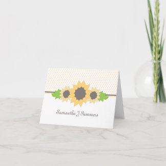 Cartão de Nota Personalizada Bolinhas e Sunflower
