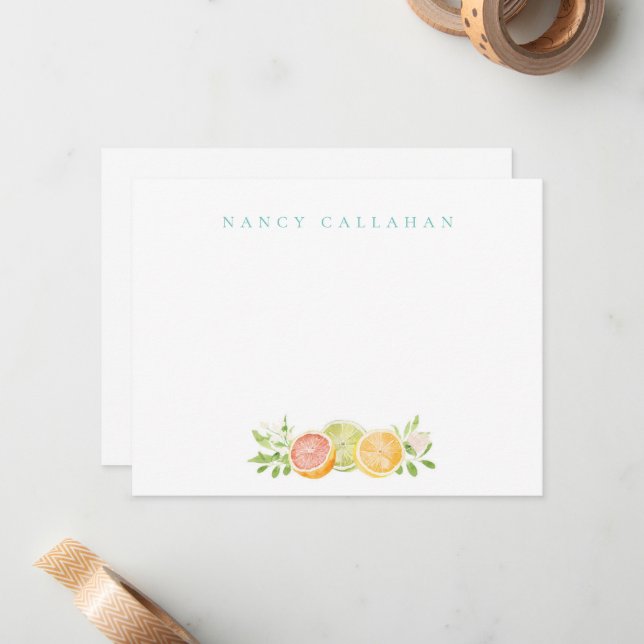 Cartão de Nota Personalizada Citrus (Frente/Verso In Situ)