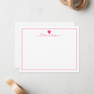 Cartão de Nota Personalizada de Coração de Amor Ro