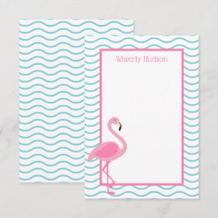 Cartão de Nota Personalizada Flamingo Rosa