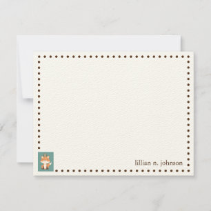 Cartão de Nota Personalizada Fox e Owl