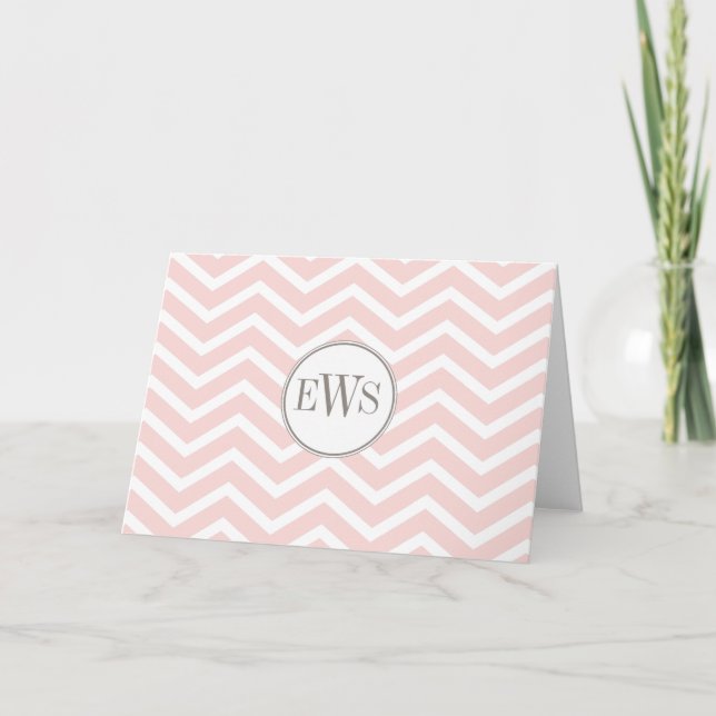 Cartão de Nota Personalizada Monograma Chevron (Frente)