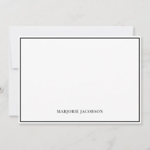 Cartão de Nota Personalizado Branco e Preto