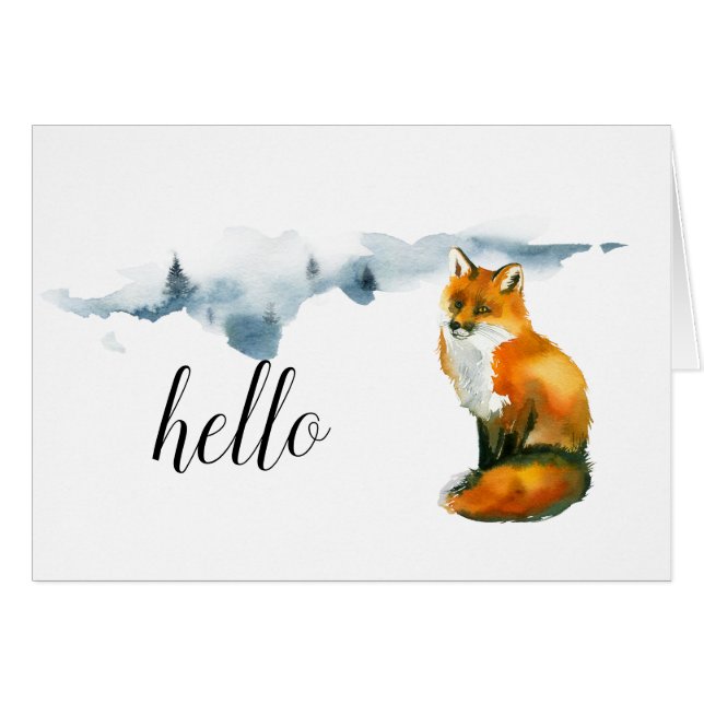 Cartão de Nota Personalizado De Fox Art Com Linda  (Frente horizontal)