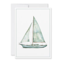 Cartão de Nota Personalizado de Iate em Aquarela A