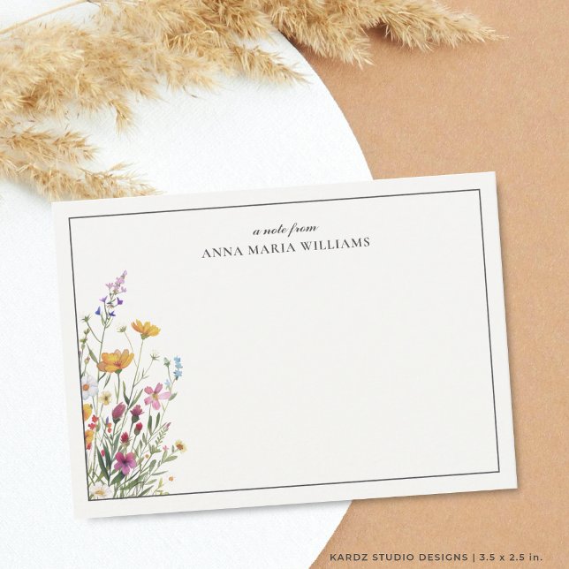 Cartão de Nota Personalizado Elegante Boho Chic (Card is shown in 3.5 x 2.5 inches, choose paper and corner style. More sizes in collection.)