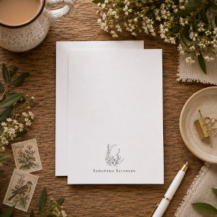 Cartão de Nota Personalizado Floral Crescente Lua