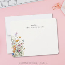Cartão de Nota Personalizado Floral Elegante Boho 