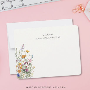 Cartão de Nota Personalizado Floral Elegante Boho 