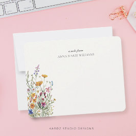 Cartão de Nota Personalizado Floral Elegante Boho 